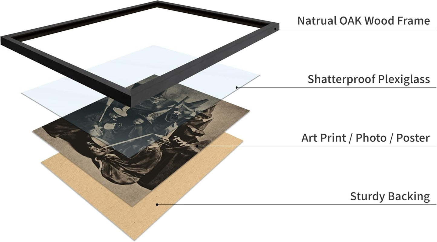 Poster Master Vintage Photograph Poster - Retro Halloween Print - Gift for Artist, Friend - Witches Cooking, Pointy Hats, Broomsticks, Black Magic - Wall Decor for Bedroom, 16x20 Black Framed