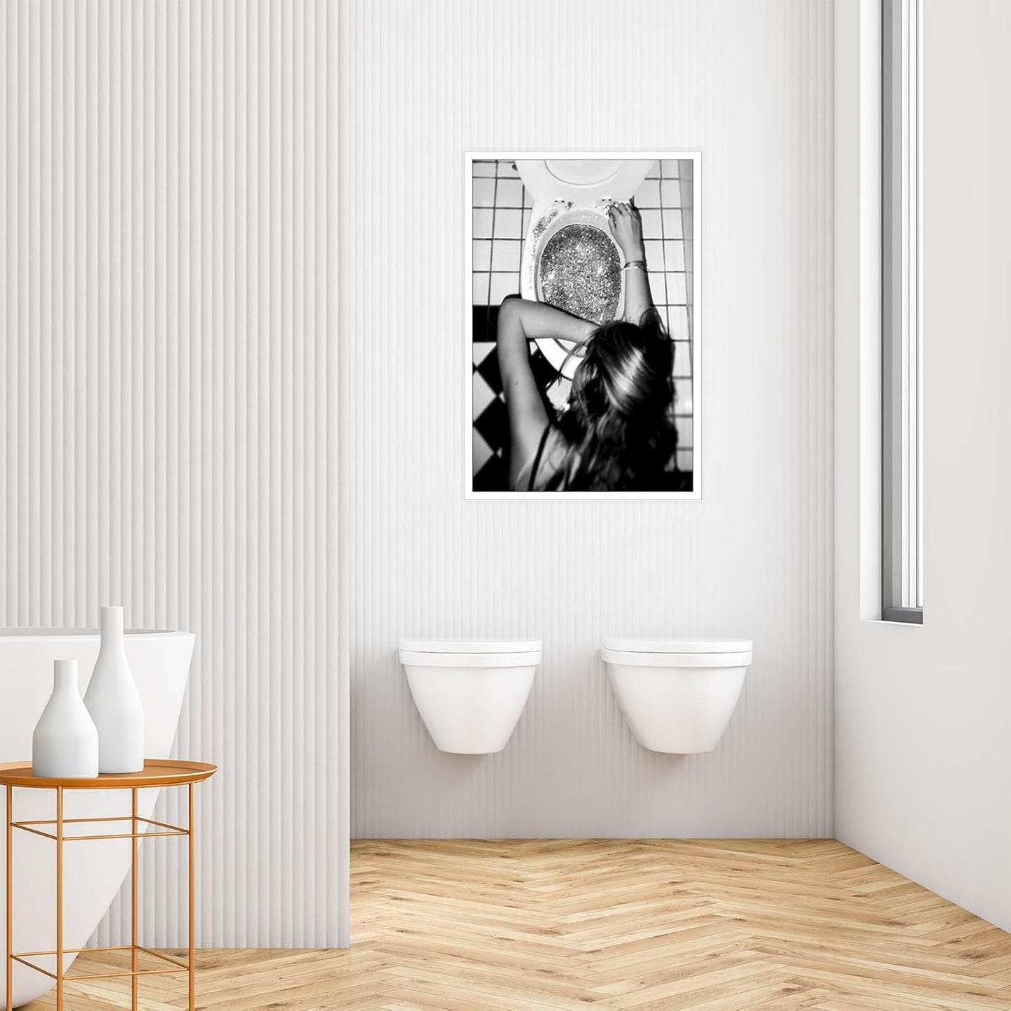 Liyark Funny Bathroom Wall Art Black and White posters Bar Disco Party prints painting Girls Bathroom Canvas wall art Funky aesthetics Teen Girl Bedroom wall decor for 12x16in Unframed