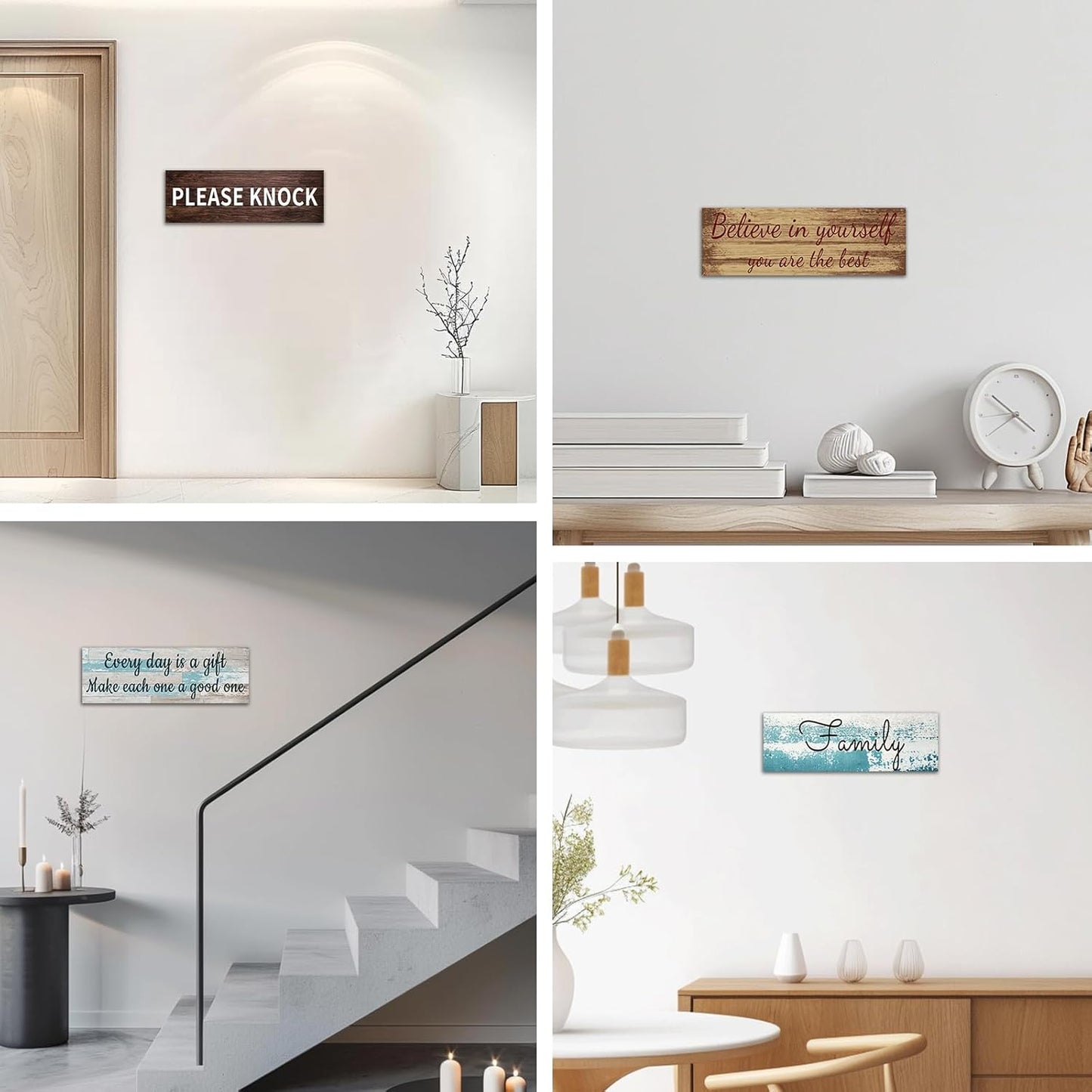 CHAOSETKEN Custom Text Sign Wall Art Personalized Family Quote Wall Decor Family Sign Canvas Prints Customized Wood Text Quote Pictures Rustic Farmhouse Decor Framed (12L x 4W)