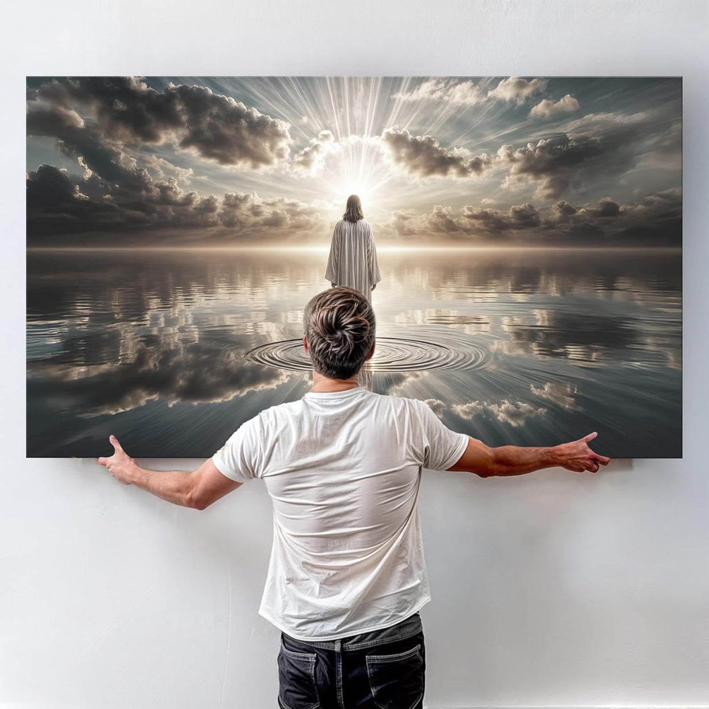 TAILORED CANVASES Jesus Walking on Water Canvas – Christian Wall Art, Jesus Canvas Wall Art, Jesus Pictures for Wall, Jesus Walks Jesus Poster, Jesus Art, Jesus Walking on Water Wall Art - 30x60
