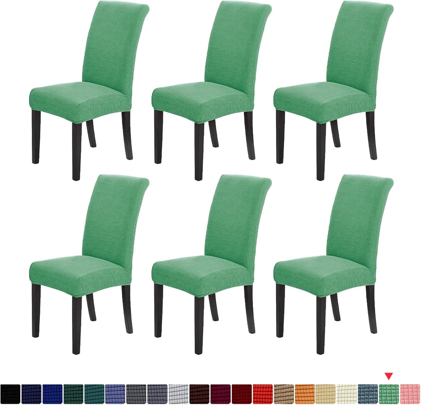 Howhic Chair Covers for Dining Room Set of 6, Stretchy Dining Chair Covers, Textured Jacquard Kitchen Chair Slipcovers, Classy Decor for Home and Banquet (Sage, 6 Pack)