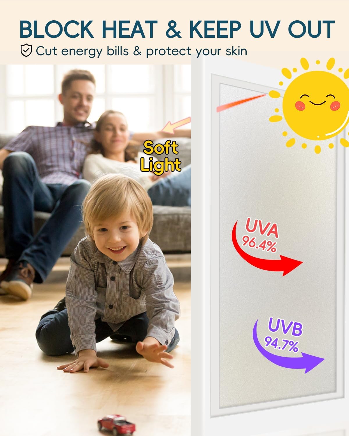 Frosted Glass Window Privacy Film Decorative with Tools, 2 Way Frosting Privacy Film for Glass Windows, Static Cling Tint for Home Anti-UV, 29.5" by 157.4"