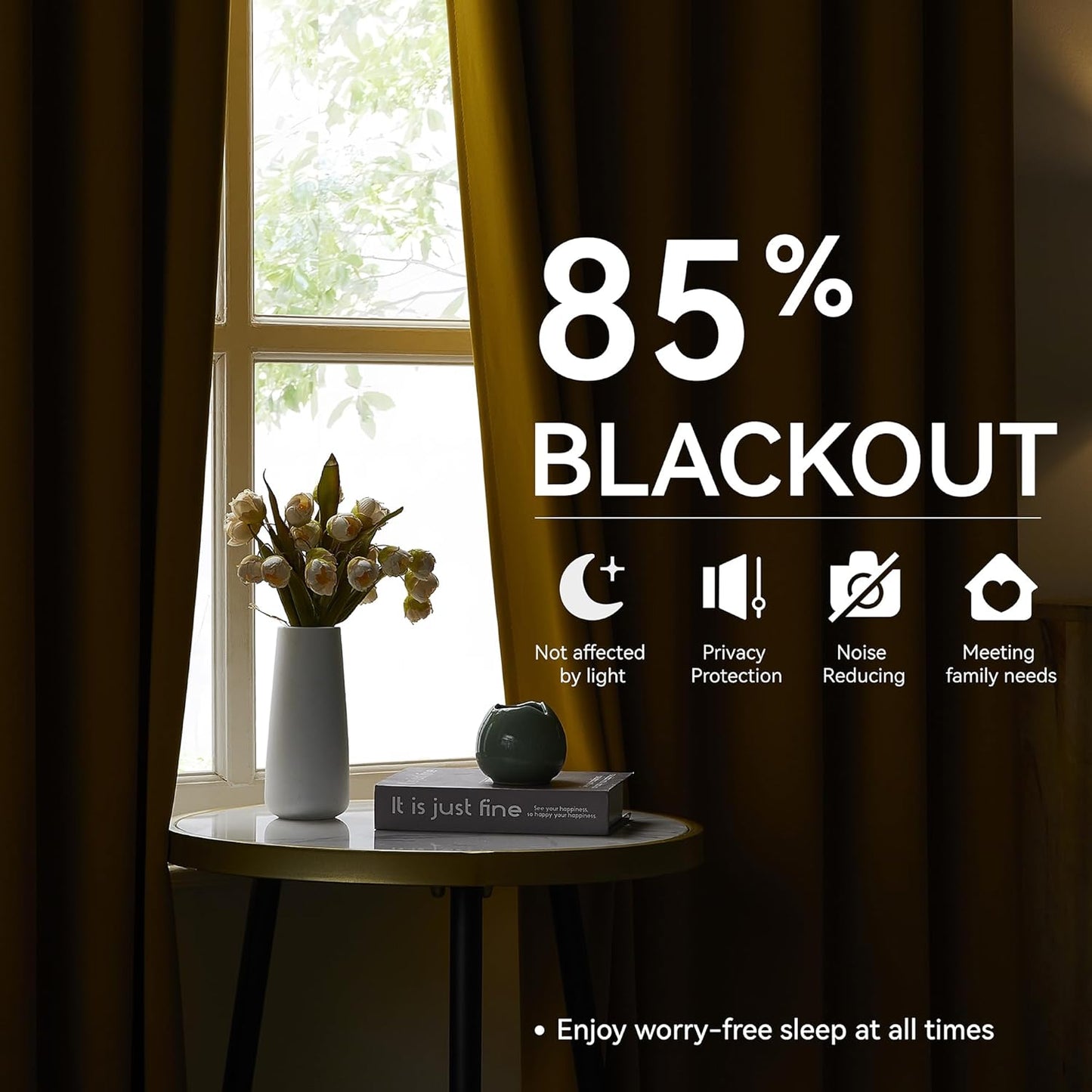 Yellow Window Curtain Panels 96 Inches Long 2 Panels Set-Pinch Pleated Room Darkening Solid Gold Curtains for Living Room Sun Room with Hooks, Soft & Vertical Modern Lush Decor,40x96 Inch