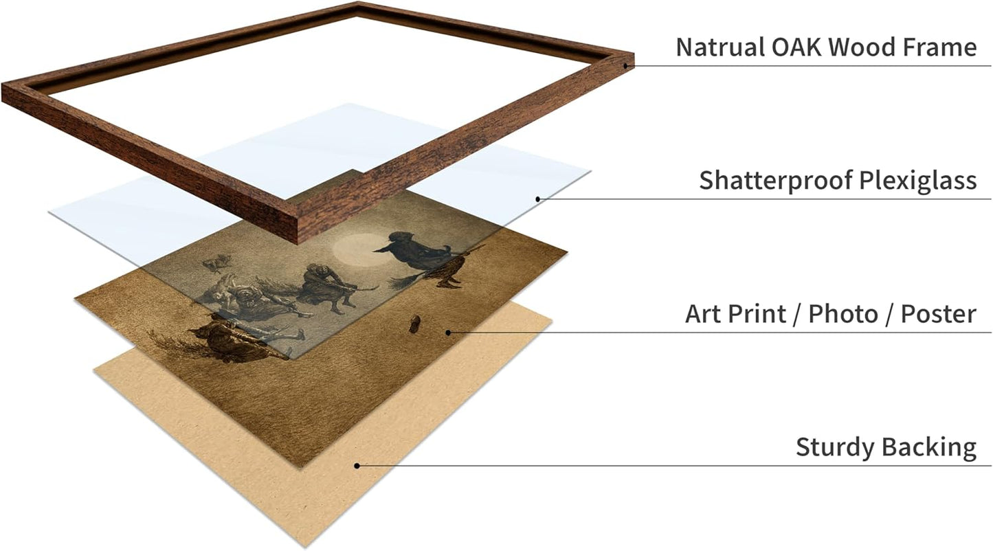 Poster Master Vintage William Holbrook Beard Poster - Retro Occult Print - Gift for Gothic, Horror Fan - The Witches Ride, Pagan, Goth, Magic - Wall Decor for Bedroom, Dorm, 16x20 Brown Framed