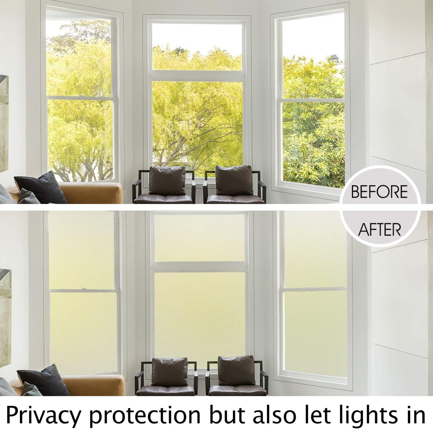 HIDBEA Frosted Window Privacy Film Heat Control UV Blocking, Static Cling Non-Adhesive Reusable Door coverings for Bathroom Home Office (Frosted 17.3 Inch x 13.1 Feet)