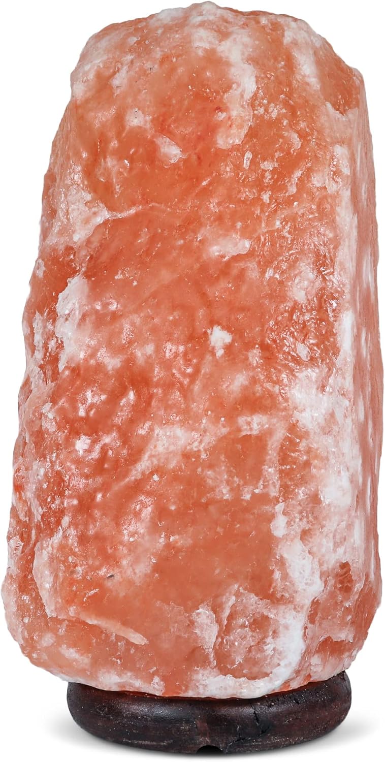 Himalayan Secrets LARGE Salt Lamp - Natural Pink Crystal with Wooden Base - Dimmer Cord and Bulb included (25-30 LBS)