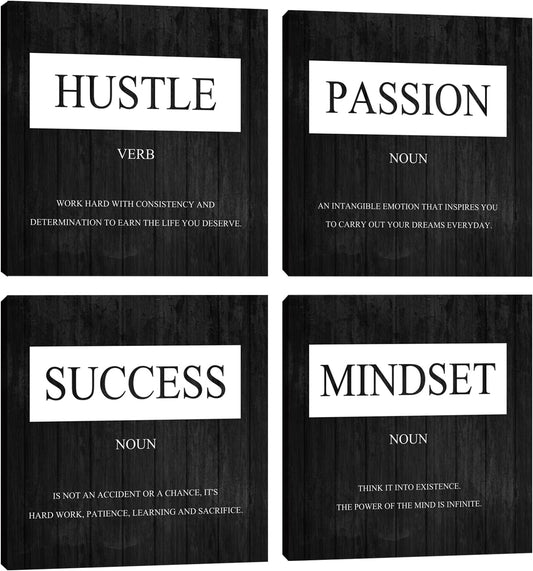 Motivational Wall Decor, Inspirational Quotes Canvas Wall Art Mindset Print Pictures for Office Wall Decor, Poster Framed Artwork for Women Men Home Bedroom Living Room Decor Decoration 12”X12”X4