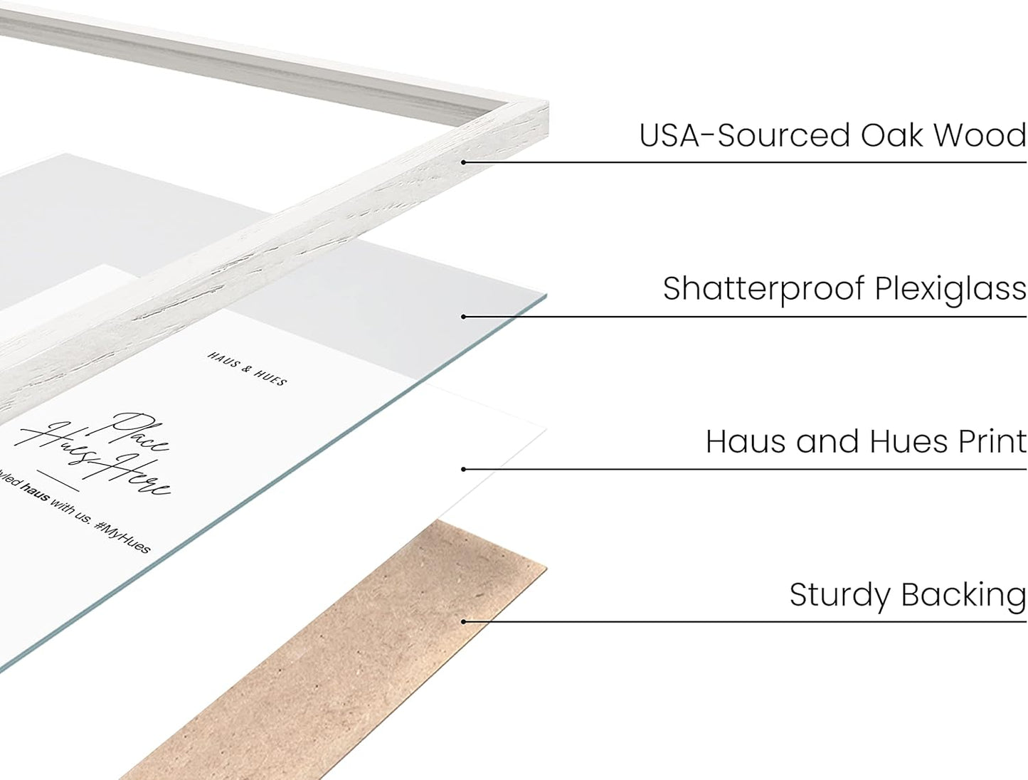 HAUS AND HUES 8x10 Inch White Picture Frame Set of 1 - Wood Picture Frame White Art Frame, White Wooden Picture Frame White Wood, 8x10 Picture Frame Wood, White Frame 8x10 (White Oak Frame)