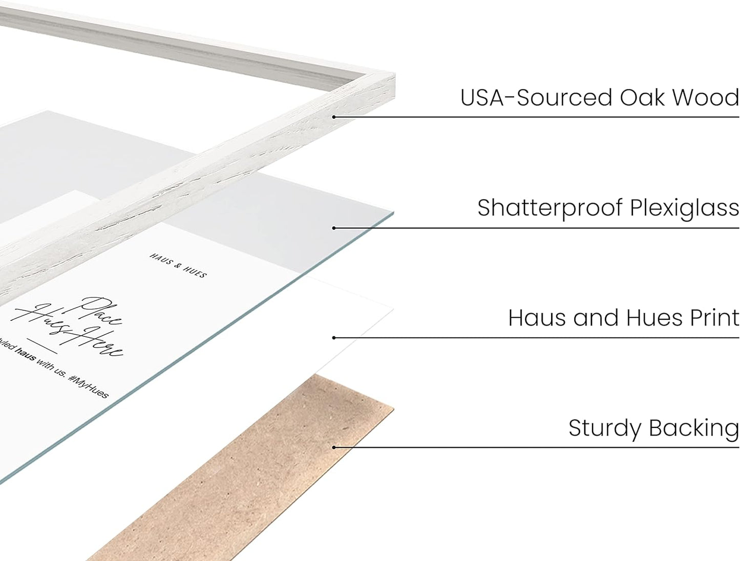 HAUS AND HUES White 18 x 24 Poster Frame - Oak White 18 x 24 Picture Frame, Wall 18x24 Frame, 18x24 Wood Frame, 24x18 Poster Frame, Wooden Picture Frame 18 x 24, Art 18 x 24 Frame