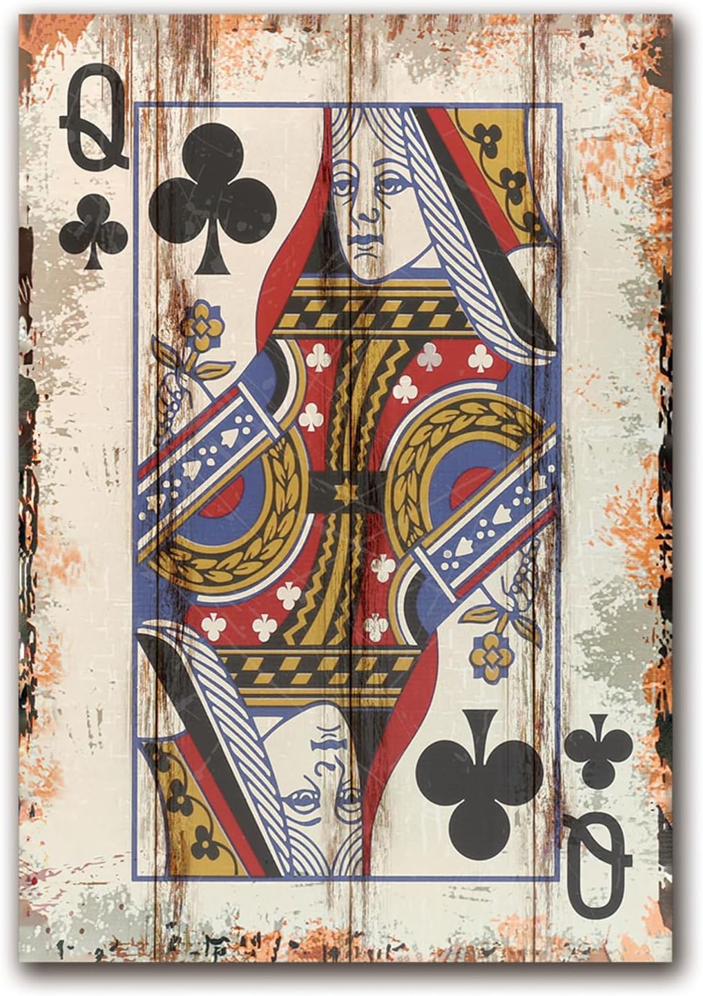 Poker Canvas Wall Art Print Queen of clubs Game Room Wall Art Print Wall Decor Prints Poster With Framed