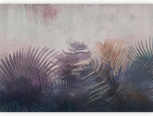 artgeist Premium Wall Mural Jungle 98x69 in - XXL Non-Woven Wallpaper Fleece Wall Decor Photo Print Picture Image Design Leaves Botanical Nature Purple Grey b-A-0827-a-a