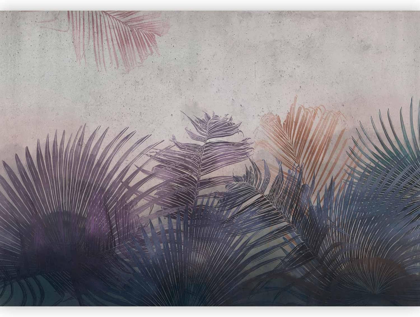 artgeist Premium Wall Mural Jungle 138x101 in - Non-Woven Wallpaper Fleece Wall Decor Photo Print Picture Image Design Leaves Botanical Nature Purple Grey b-A-0827-a-a