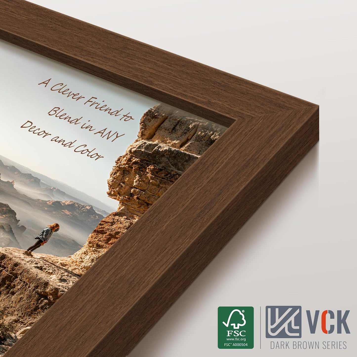 VCK 11x17 Picture Frame 3 Pack, Brown Wood Poster Frame with Exclusive Wood Grain, Wall Mounting Hanging