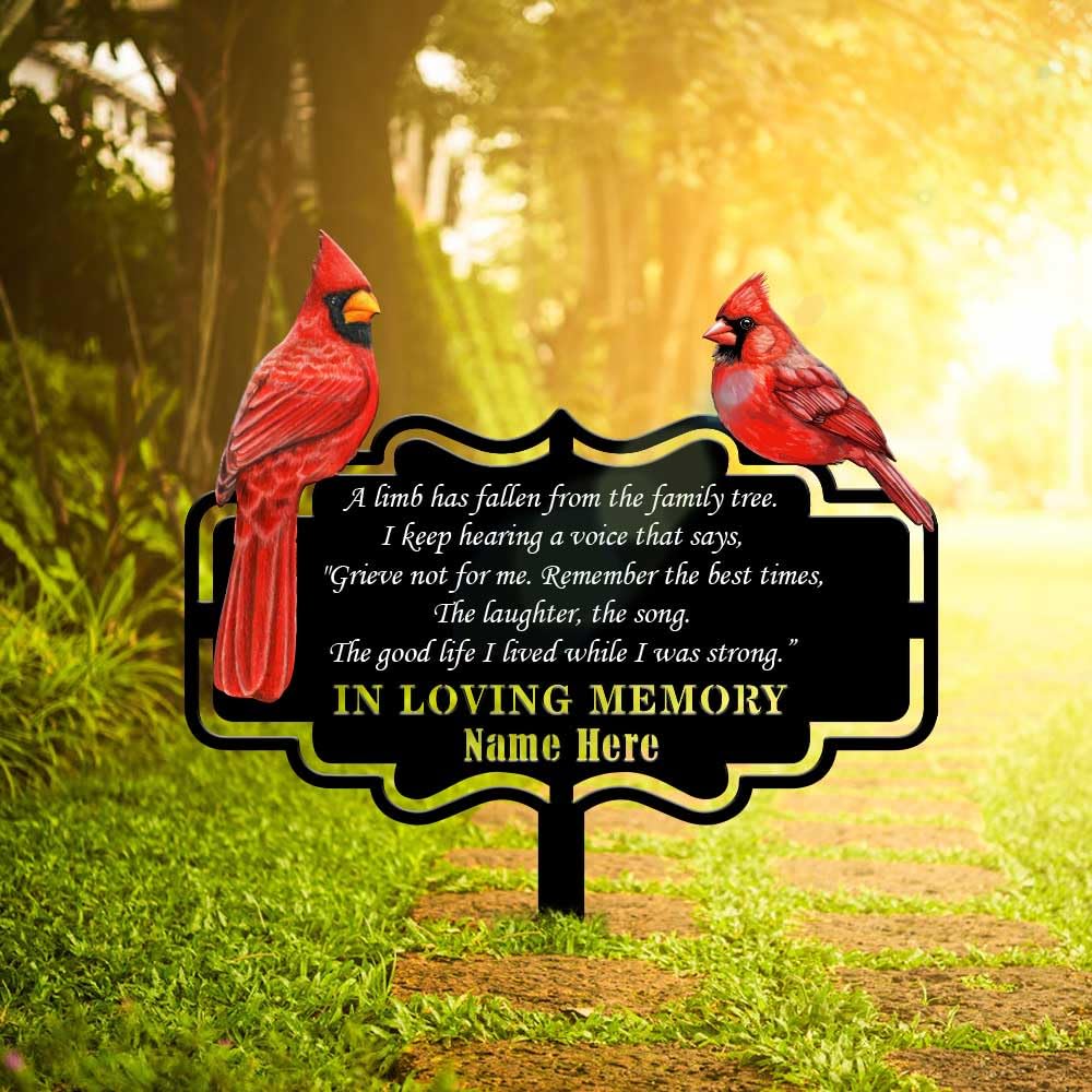 Personalized Cemetery Memorial Metal Stakes, Cardinals Memorial Grave Markers,Graden Decorations for Loss of Mother Father, Outdoor Sympathy Decor Gift