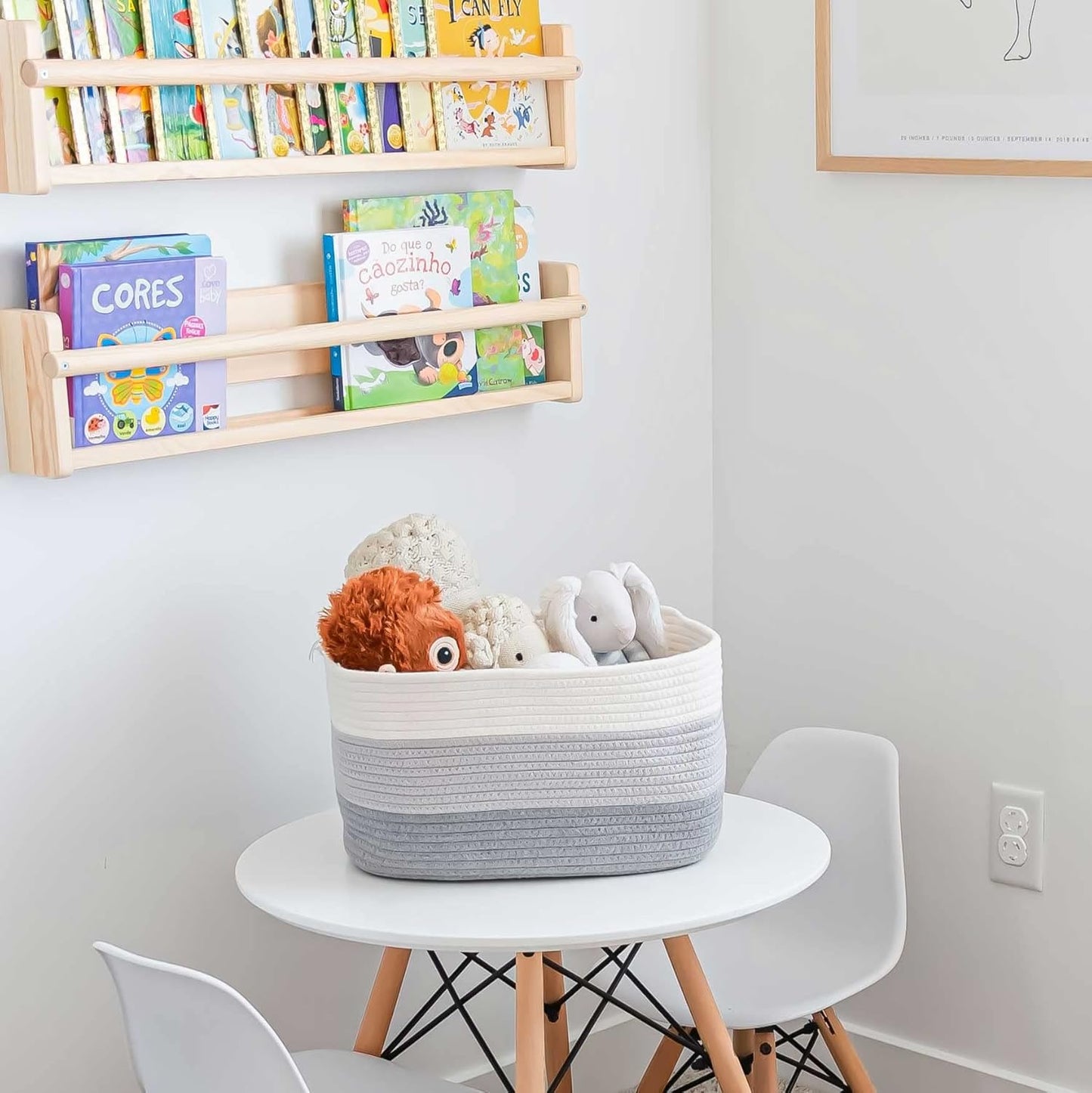 OrganiHaus Woven Storage Baskets for Organizing, Cotton Rope Organizer Bins for Shelves, Closet & Nursery, Dog Toy Basket, Decorative Bins for Toys, Towels & Books - 15x10x9, Grey