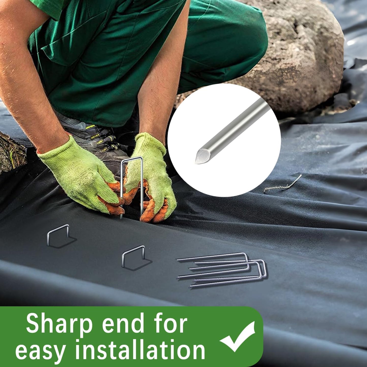 500 Pack Landscape Staples 6 Inch 11 Gauge Garden Stakes Galvanized Garden Staples Pins Anti-Rust Ground Stakes for Weed Barrier, Irrigation Tubing, Yard Lawn and Landscape Fabric