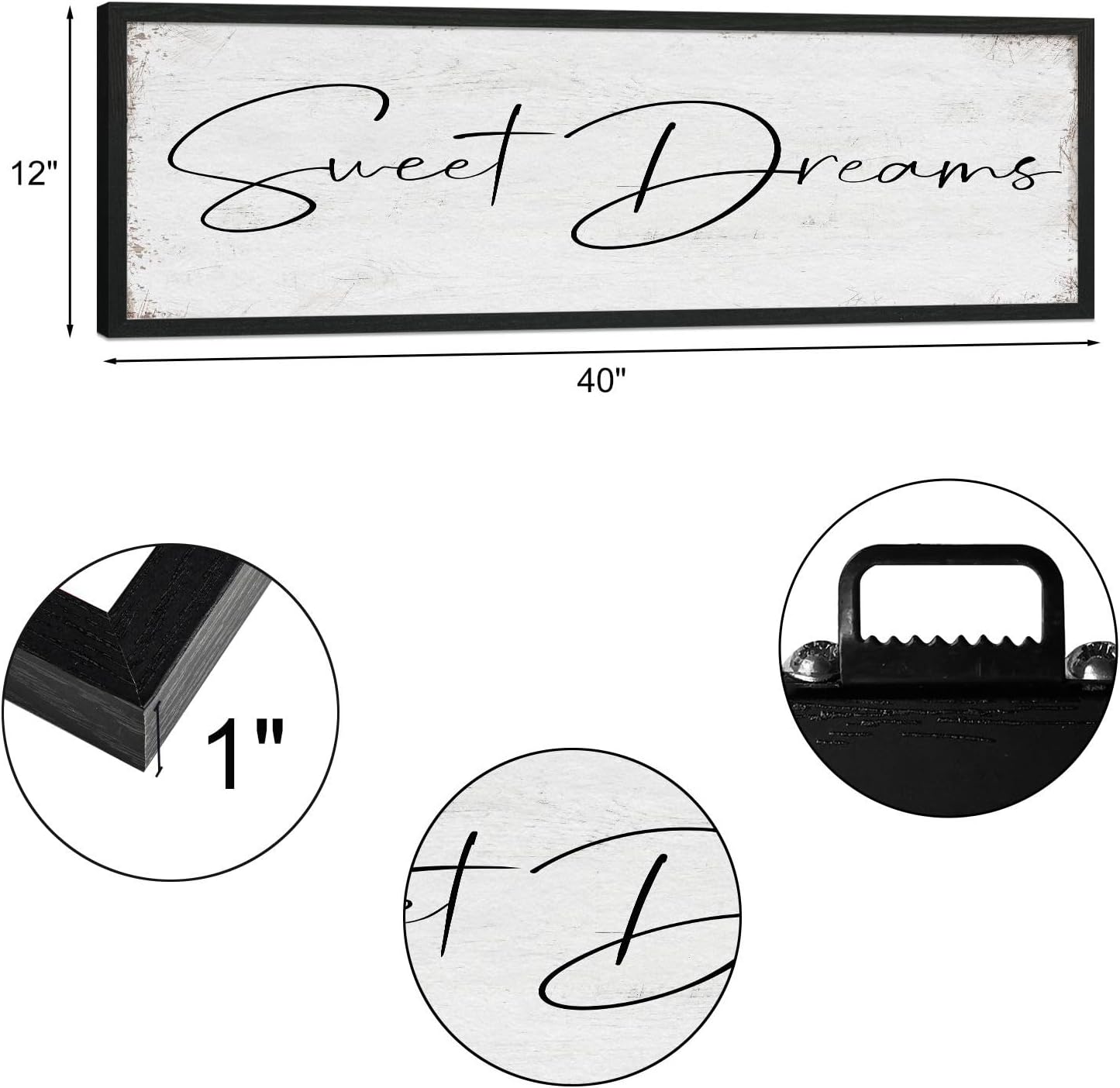 Sweet Dreams Sign Bedroom Decor: Sweet Dreams Wall Decor Above Bed Large Farmhouse Guest Room Hanging Plaque Framed Wall Art for Over Bed 12" x 40"