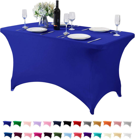 Spandex Table Cover for 4FT or 6ft or 8ft Table Universal Fitted Stretch Tablecloth for Party, Banquet, Wedding and Events-Royal Blue