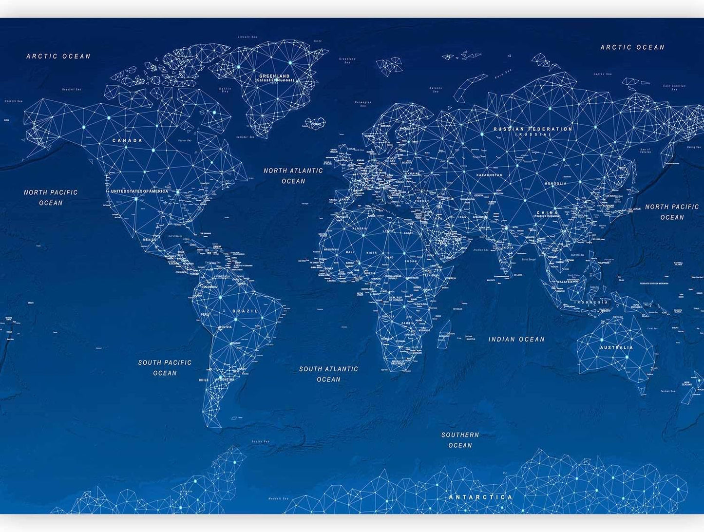 artgeist Wall Mural World Map 193x138 in - XXL Peel and Stick Self-Adhesive Wallpaper Removable Large Sticker Foil Wall Decor Print Picture Image Design Map of The World k-A-0125-a-a