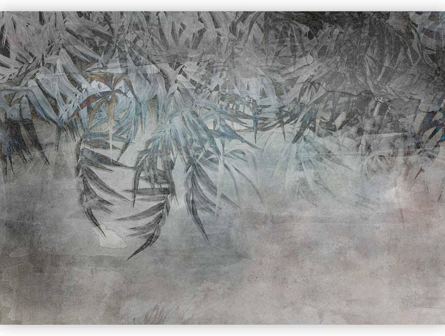 artgeist Wall Mural Leaves 98x69 in - XXL Non-Woven Wallpaper Fleece Wall Decor Photo Print Picture Image Design Palm Leaves Concrete Nature Grey b-C-10103-a-a