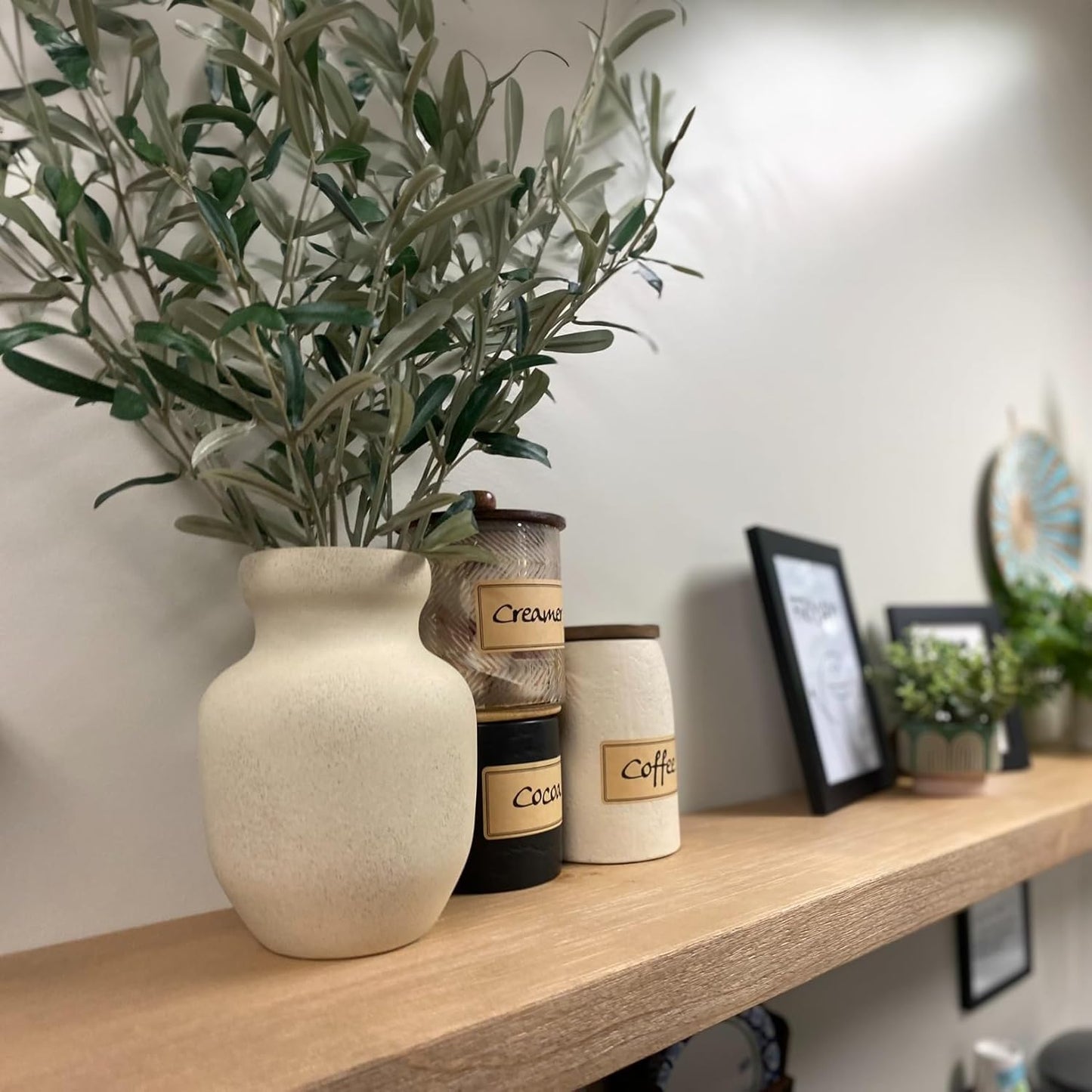 joelsantiques - 60 Inch Wooden Floating Shelves for Wall - 60x12x2 in - Made of Natural Wood - Long Heavy Duty Rustic Wall Shelves for Bedroom - Perfect for Living Room, Kitchen - Beige