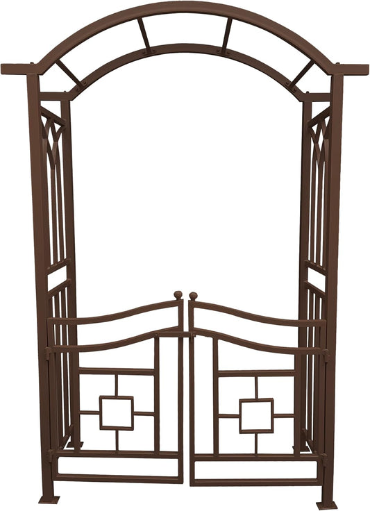 Brown Aluminum Garden Arbor Arch with Gate