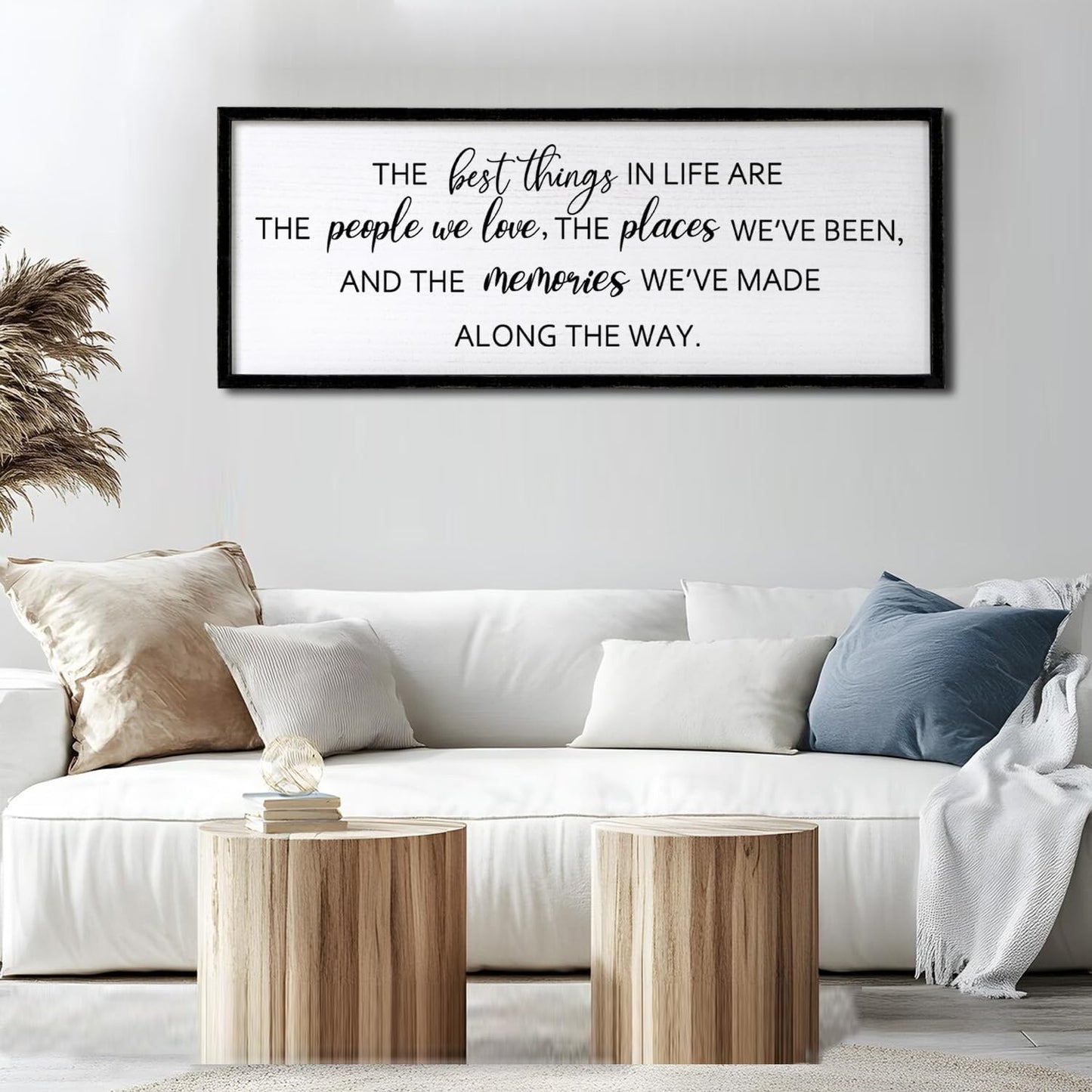 The Best Things in Life Framed Wall Art, 40''×15'' Rustic The Best Things in Life Sign for God Jesus Christ Prayer, Horizontal Holy Inspirational Family Home Decor