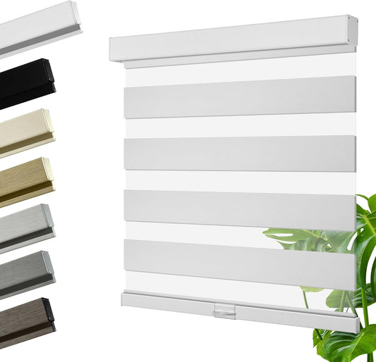 Cordless Zebra Blinds for Windows, Blackout Interior Blinds,Easy to Install,UV Protection,for Offices and Home,Custom Roller Shades, Solid White, 77" W x 36" H