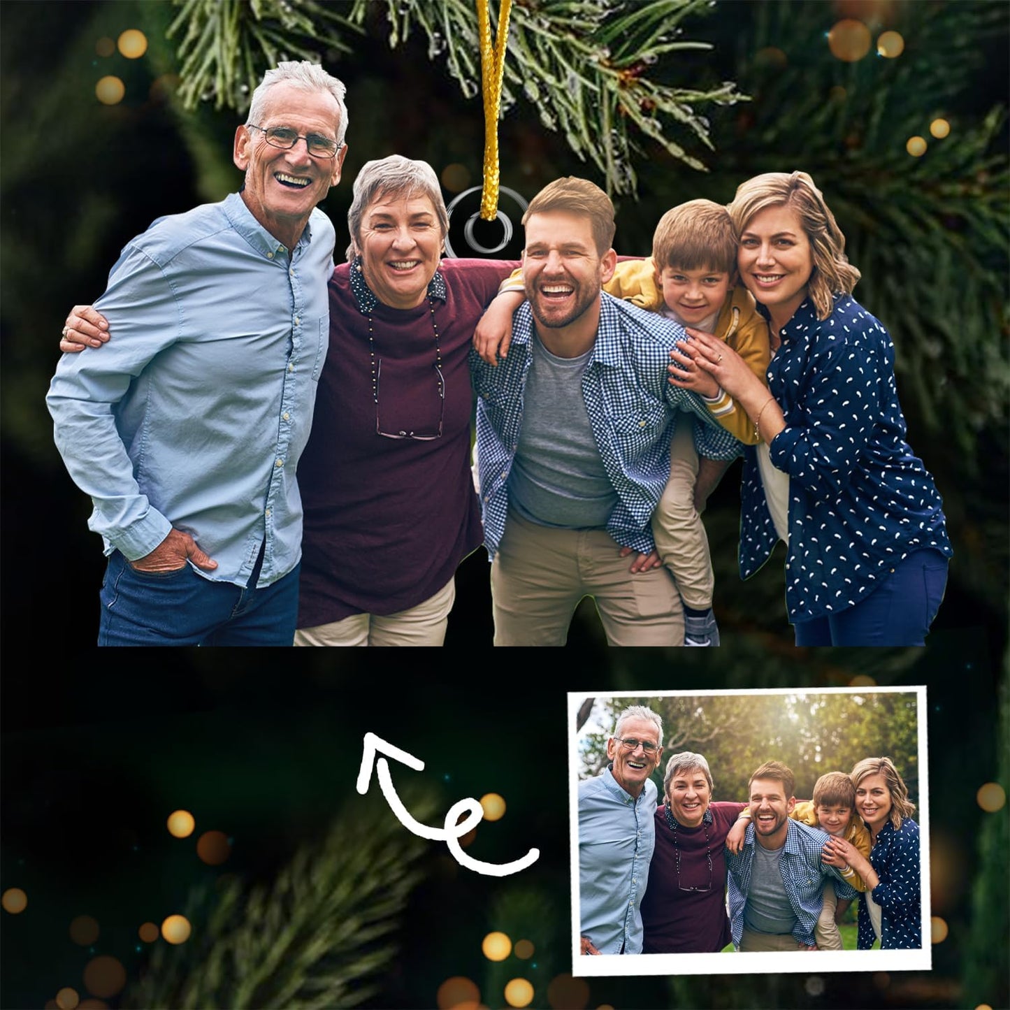 DOPTIKA Custom Photo 2D Acrylic Ornament 2025, Birthday Gifts for Family Members, Christmas Decor, Personalized Funny Family Ornaments for Christmas Tree Hanging, Gifts for Mom Dad