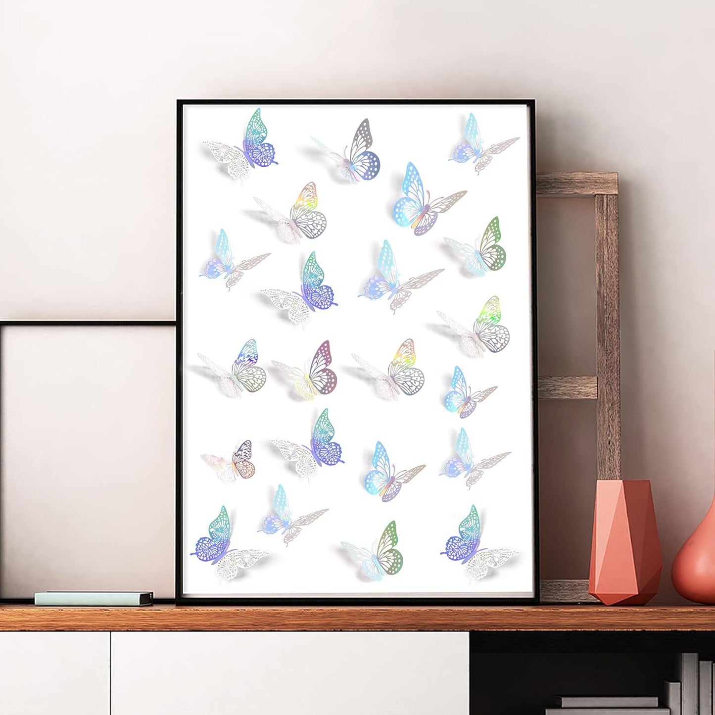 SAOROPEB 3D Butterfly Wall Decor - 48 Pcs, 4 Styles, 3 Sizes - Removable Stickers (Laser)
