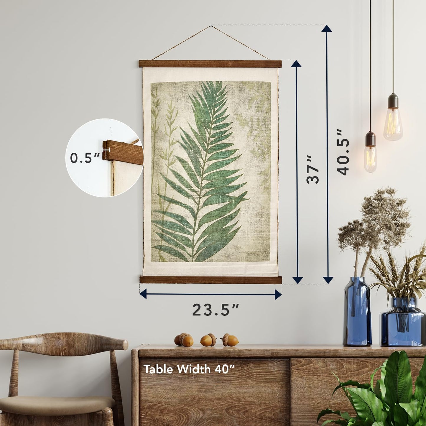 American Art Decor Leaf Wall Scroll Tapestry with Rope