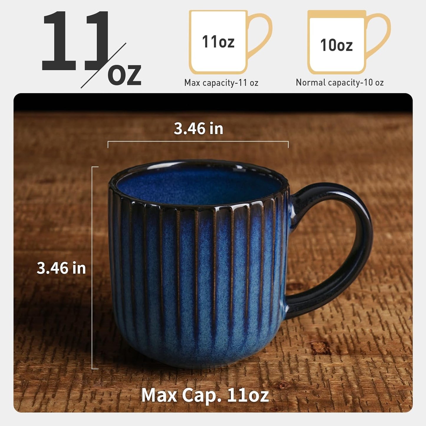 famiware Coffee Mugs Set of 4, Starlight 11 oz Mug Cup Set with Handle for Coffee, Tea, Cocoa, Milk - Ceramic Stoneware Mug Set, Nebulas Blue