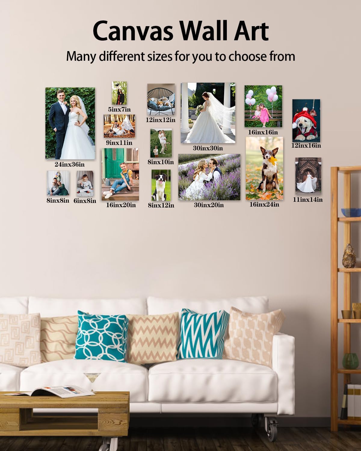 AbcCustomize Canvas Prints with Your Photos, Personalized Photo To Canvas Print for Bedroom, Living Room, Farmhouse Office Decor,Custom Canvas Wall Art for Gifts & Keepsakes, Ready to Hang