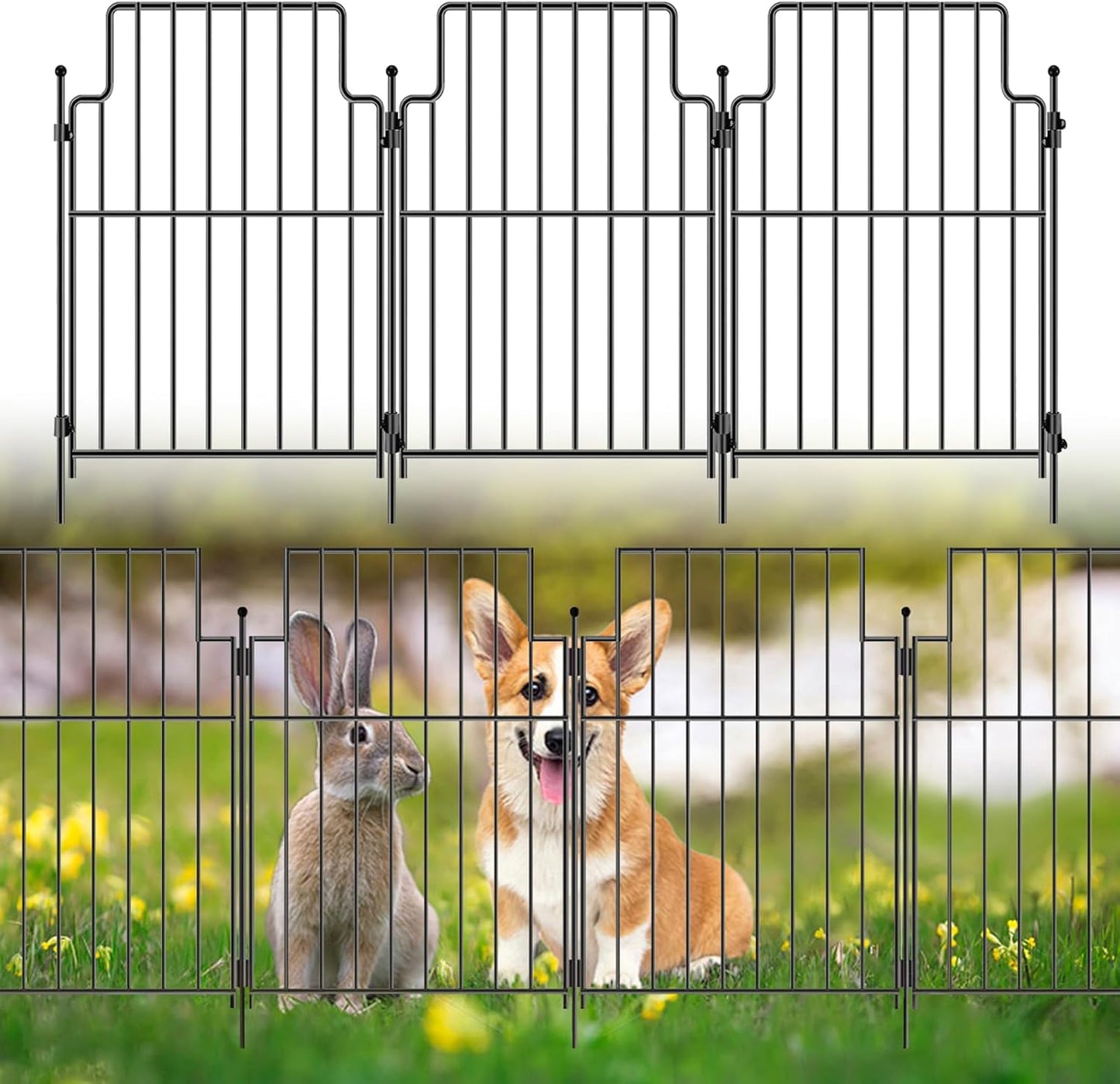 Decorative Garden Fence Fencing Panels,Rustproof Metal No-Dig Animal Barrier,Flower Bed Edging Dog Fence for Yard, Garden, Patio, Rabbits,Vegetable Plots (26 Panels-17in(H) x28ft(L)