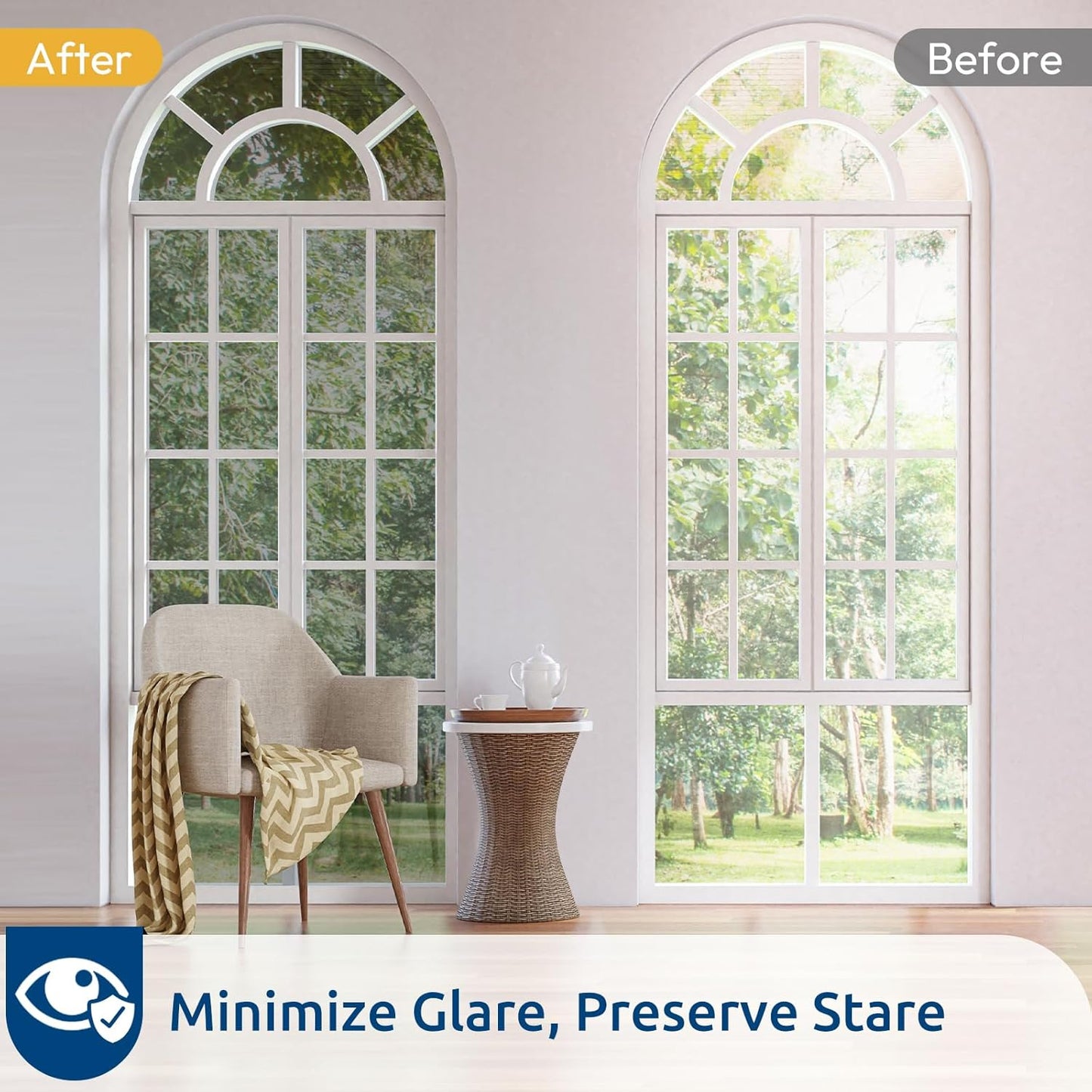 rabbitgoo Window Privacy Film One Way Window Tint for Home, Removable Reflective Heat Sun Blocking Anti UV Glass Door Covering, Mirror Tinting Film House Office, 35.4 in X 6.5 Feet, Silver