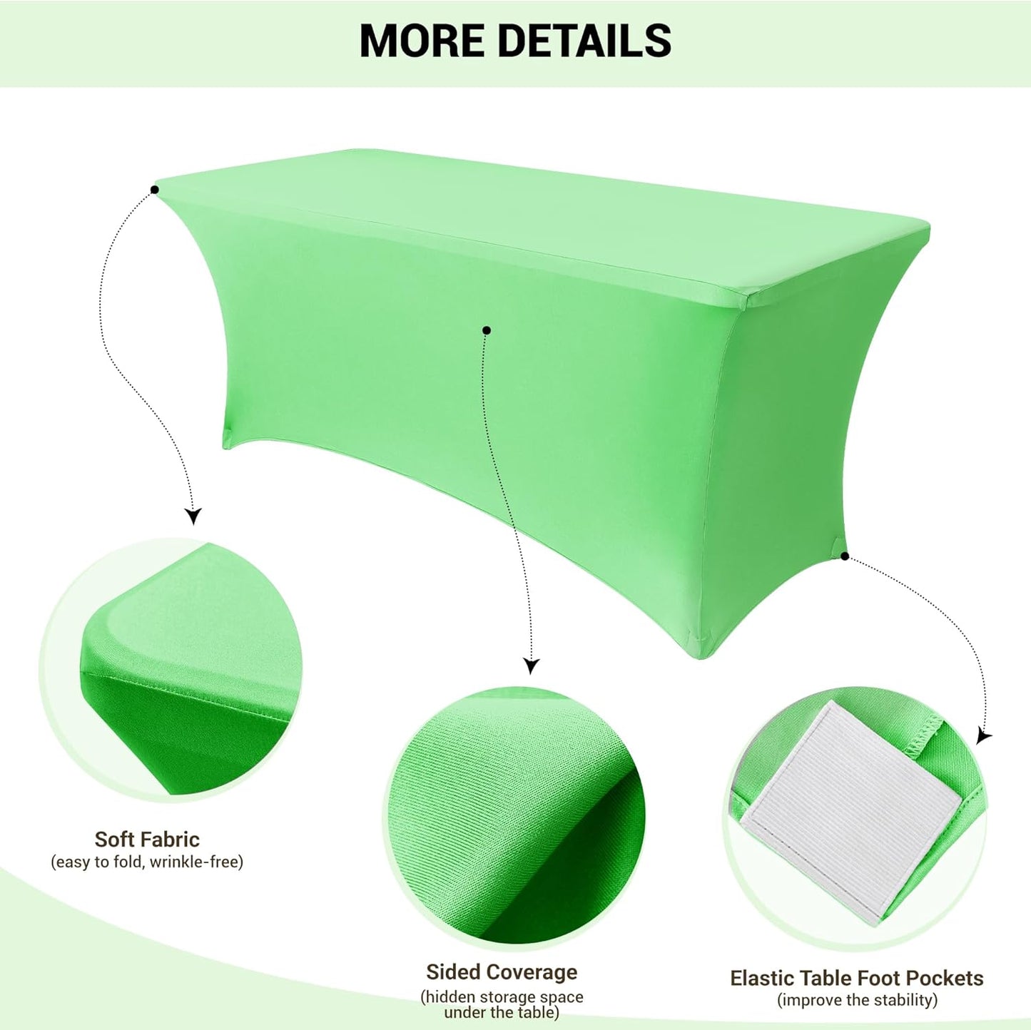 Obstal Spandex Table Cover 6ft Fitted Tablecloth Rectangular - Stretch Folding Table Cloth Rectangle for Birthday Party Wedding Banquet, Grass Green, 72L x 30W Inch