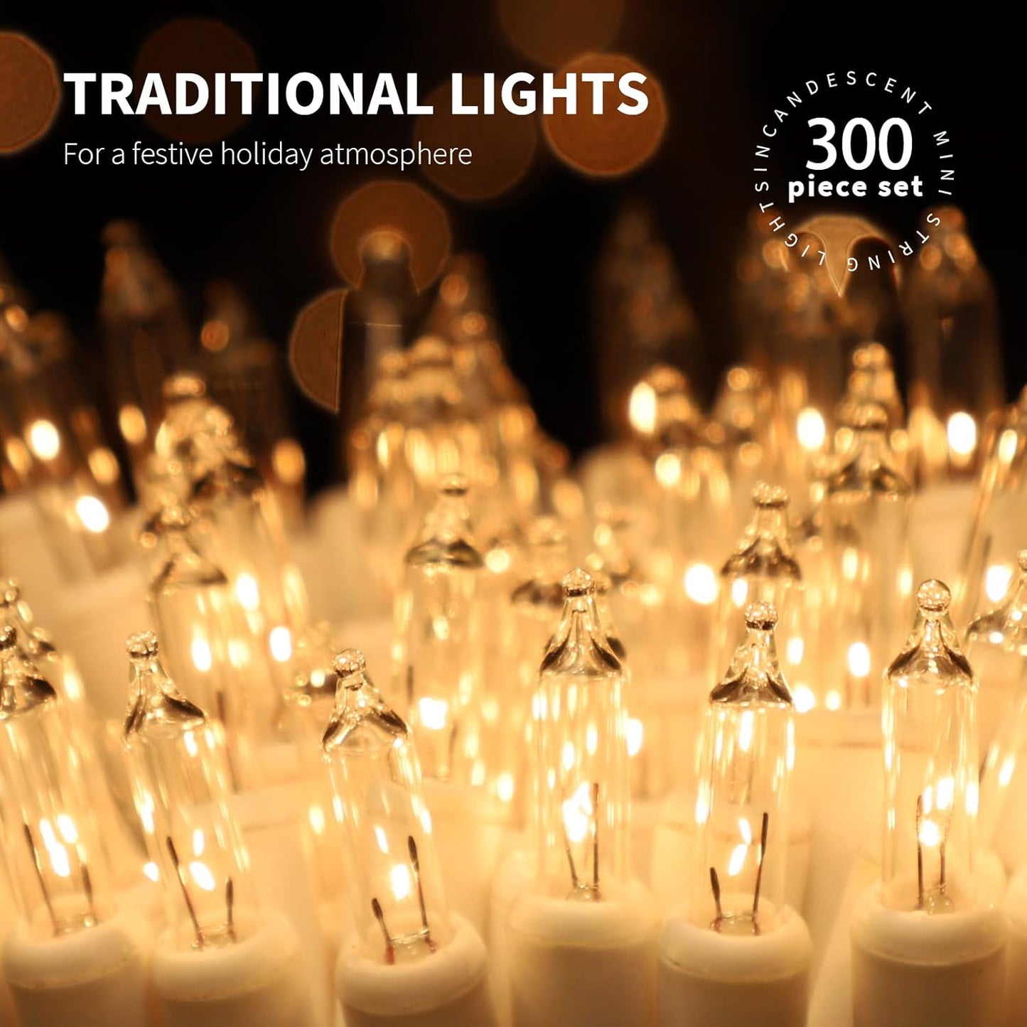 300LIGHTS(2*150L) Warm White Extra-Bright with End Connectors Christmas Decorative Lights 19.44m UL Certified Mini String Light Set Waterproof for Home Garden Holiday Tree Party Patio Wedding