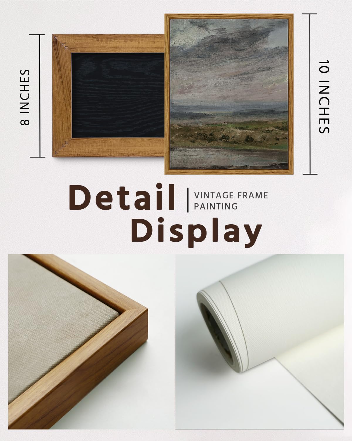 VIYYIEA Framed Canvas Wall Art Home Decor Classical Scenery Wall Pritns The Heath Grassland Oil Painting Farmhouse Wall Decor Vintage Landscape Aesthetic Countryside Decor for Living Room 8x10in