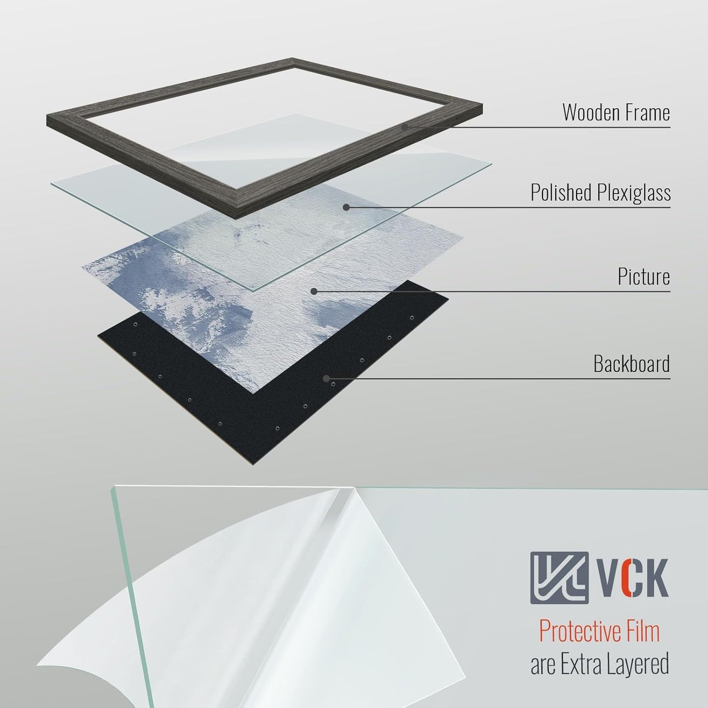 VCK 14x22 Picture Frame Set of 3, Gray Solid Wood Poster Picture Frame, Exclusive Wood Grain, Wall Mounting Hanging