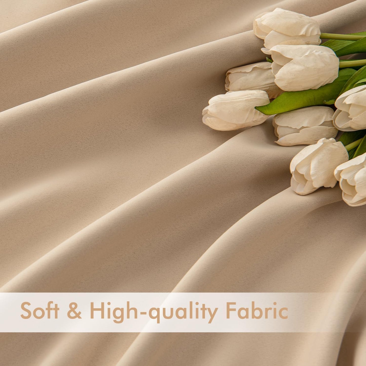 MIULEE Back Tab Beige Curtains 102 Inch Long 2 Panels Set for Living Room Bedroom, Cream Rod Pocket/Pinch Pleated Light Blocking Thermal Insulated Room Darkening Floor to Ceiling Blackout Drapes