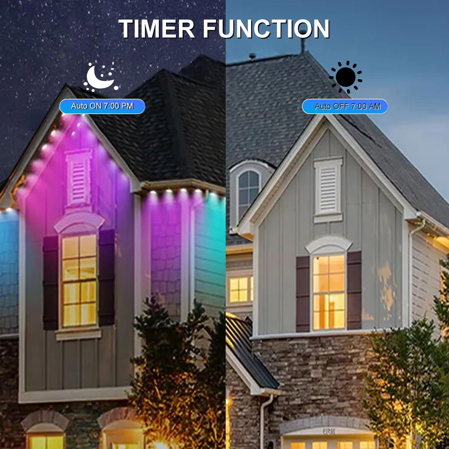 Permanent Outdoor Lights,Intelligent RGB+IC Outdoor Lights with a Wide Range of Scene Modes, IP67 Waterproof for Christmas Decorations,with App/Remote Control (100FT)