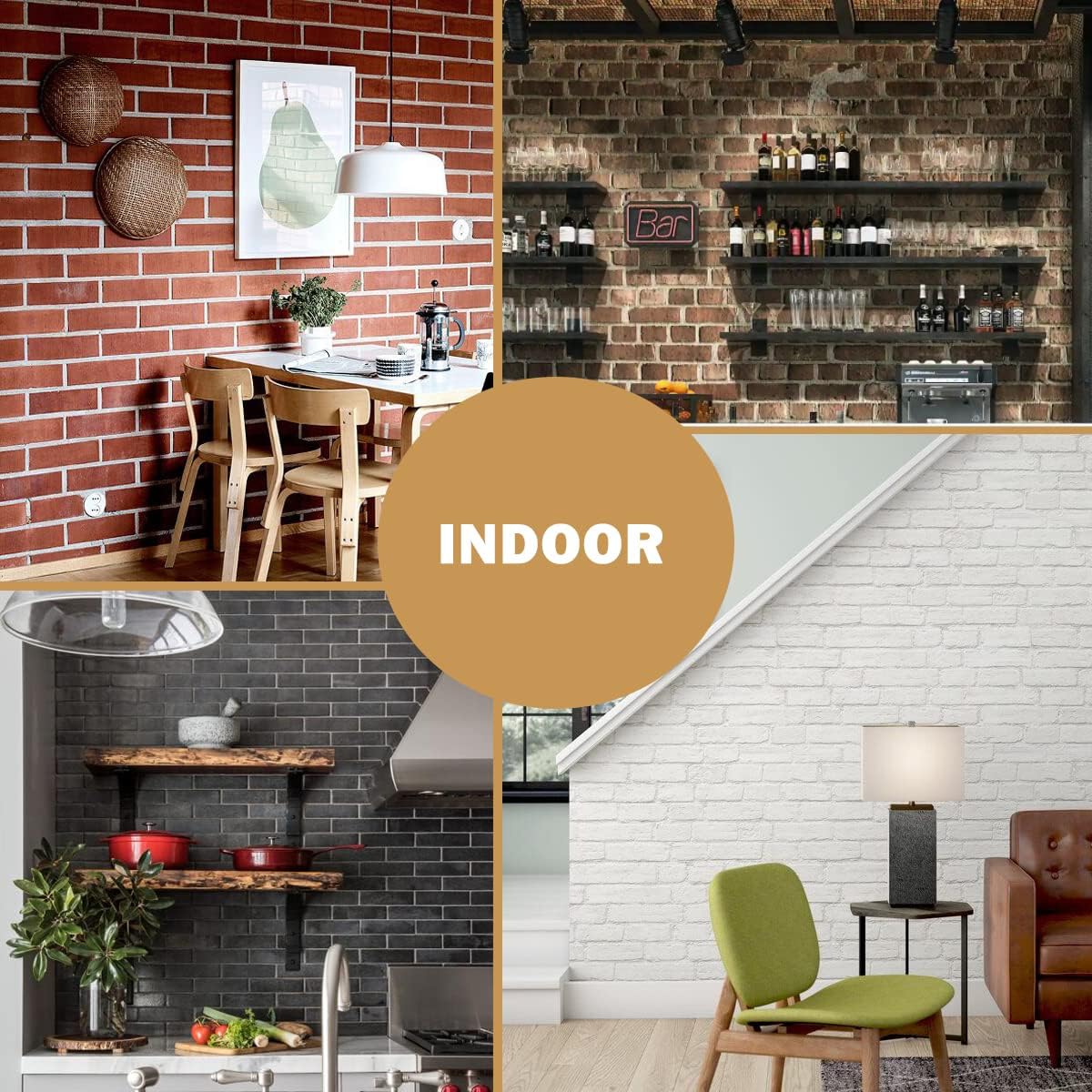 Vintage Faux Brick Wall Tiles, 3D Thin Brick Veneers for Bedroom, Bathroom, Kitchen, Fireplace and Fence Wall Panels (2, White)