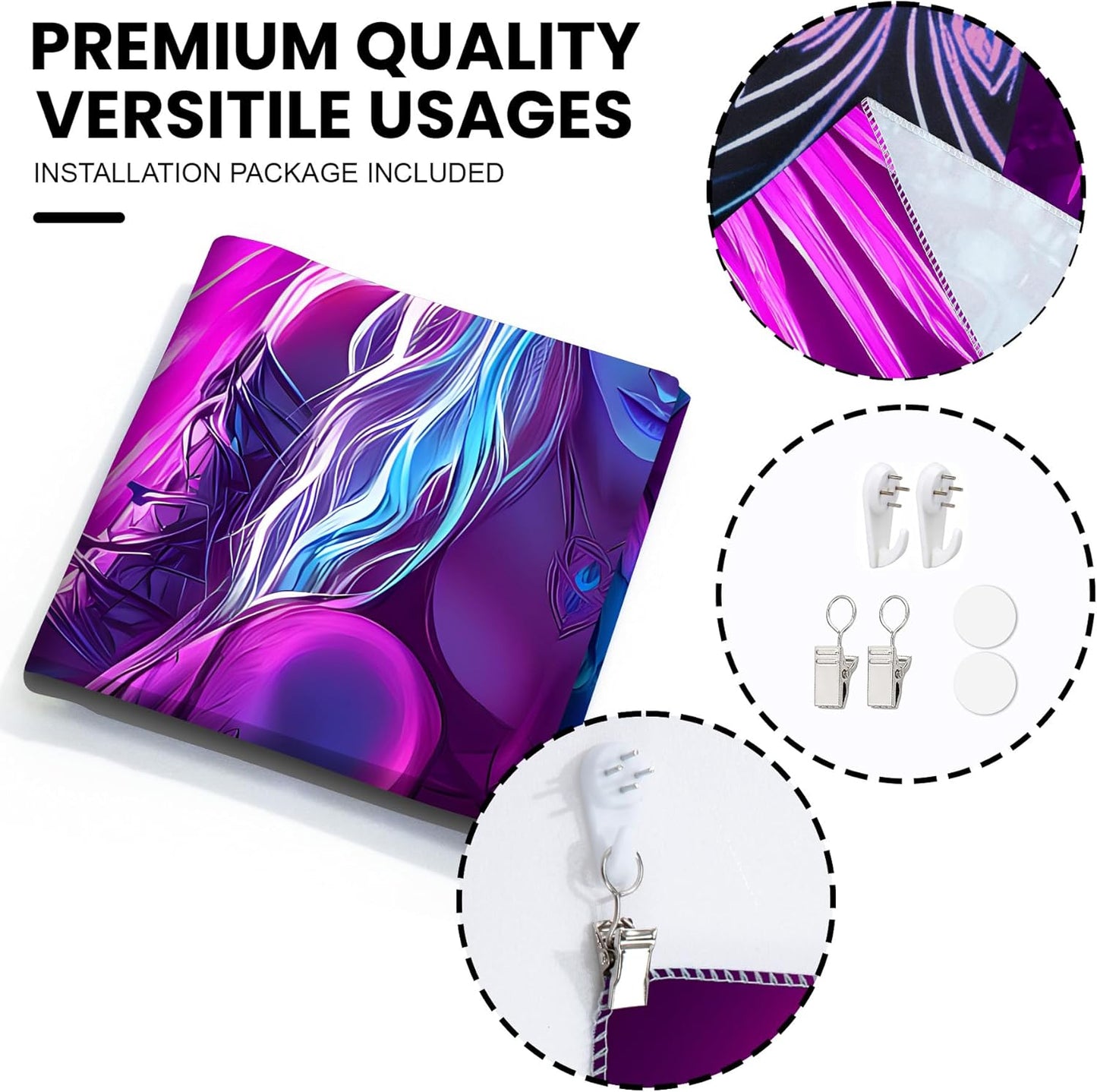 Blacklight Tapestry,WingTapestry Glow In The Dark,UV Reactive Black Light Upright Posters Wall Hanging for Bedroom Dorm Living Room Backdrop Decor (wing8, 79L" x 59W")