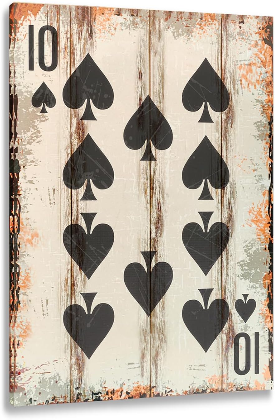 Poker Canvas Wall Art Print Ten of Spades Game Room Wall Art Print Wall Decor Prints Poster With Framed