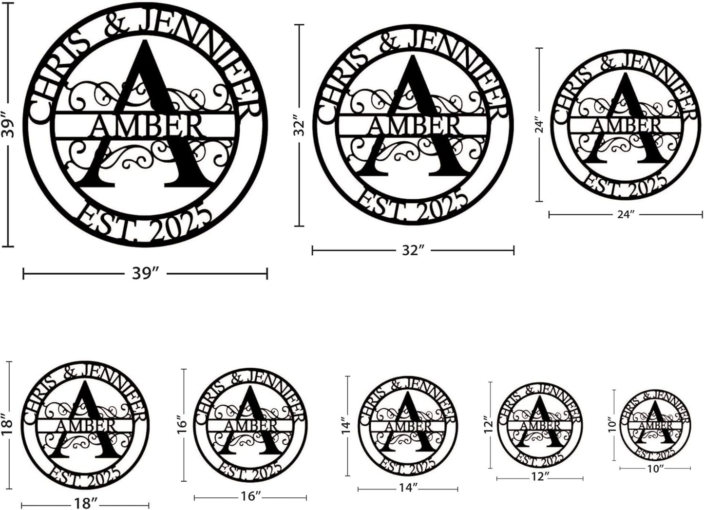 Personalized Family Name Sign, Split Letter Monogram Wall Art Decor, Durable Steel Family Last Name Decor, Custom Signs Indoor or Outdoor, Personalized Wedding Gifts, Housewarming Gift