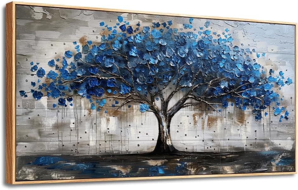 hyidecorart Canvas Wall Art For Office Abstract Wall Decoration For Living Room Bedroom Decor Tree Panoramic Landscape Painting Wood Framed Prints Textured Pictures Artwork Large Modern Hotel Decor