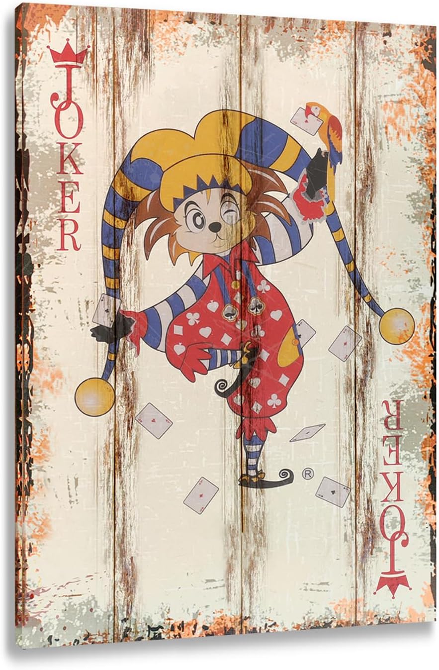 Poker Canvas Wall Art Print Red Joker Game Room Wall Art Print Wall Decor Prints Poster With Framed