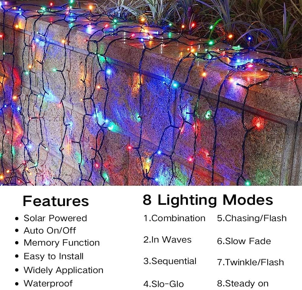 Joomer Solar Christmas Lights Outdoor, 105FT 300 LED 8 Modes Solar String Lights Waterproof Fairy Tree Lights for Garden Yard Patio Christmas Decoration (Multicolor)