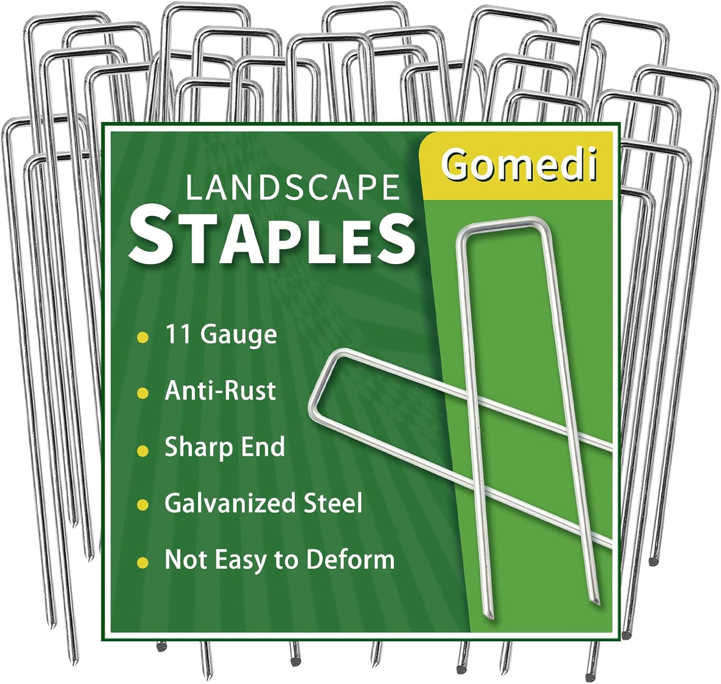 Landscape Staples 8 Inch 120 Pack, Garden Stakes Galvanized Garden Staples 11 Gauge, Plant Cover Stakes for Lawn Weed Barrier