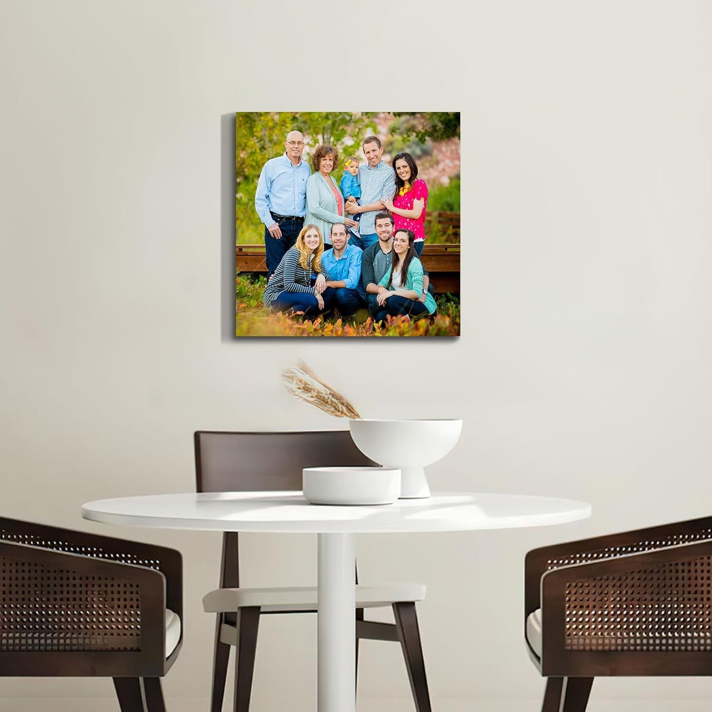 Wewejia Custom Canvas Prints with Your Photos for Family, 12x12inch Personalized Canvas Picture Wall Prints Best Custom Wall Decor for Living Room Bedroom Dining Room Office Easy to hang